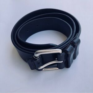 Structure Black Leather Belt Mens 36 Silver Buckle 1.2 Wide Dress Broken In USA